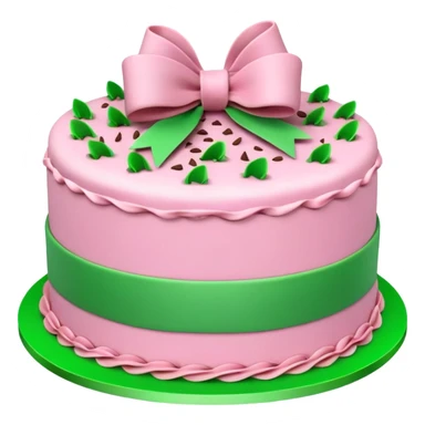 Pink Birthday cake with some green ribbons in 3D sticker