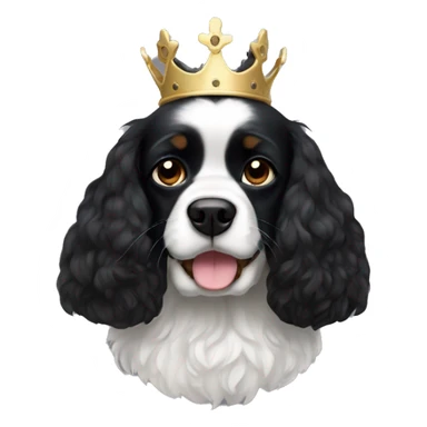 completely black small king spaniel with black fur on his whole face and white fur on chest sticker