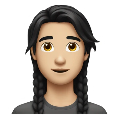 european teenager boy long black hair sticker