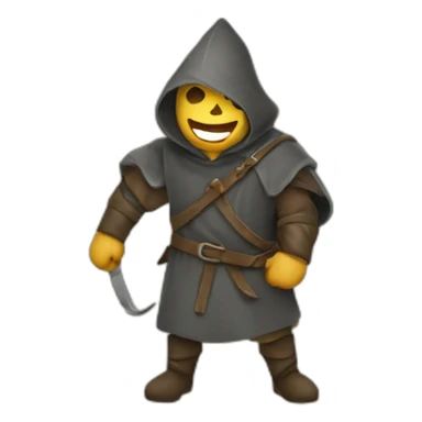 medieval saboteur laughing and escaping, hooded sticker
