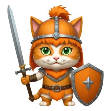 cat with viking helmet and sword sticker