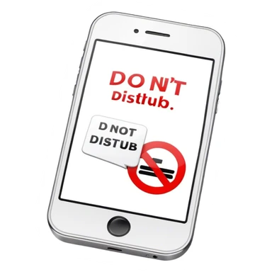 a mobile phone holding up a ‘do not disturb’ sign sticker