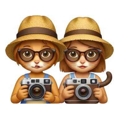 2 girl cats dressed up as tourists sticker