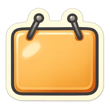 rectangular beige door sign, flat, with light shadow, retro sticker style, two nails hammered at the top of the sign, transparent background sticker