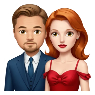 leonardo di caprio and Jessica Chastain in a red dress sticker
