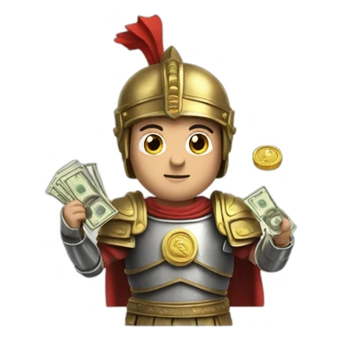 rome imperator with metallic armor and cash in hands sticker