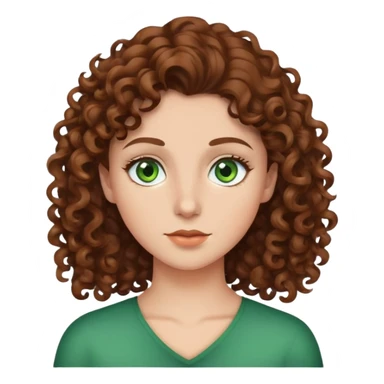 Brown curly hair side part green eyes sticker