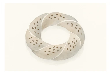 watercolor illustration of simit, Turkish sesame bagel, soft edges sticker