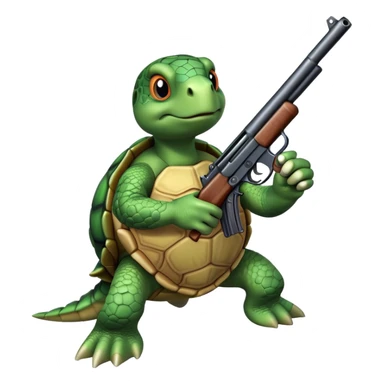 A turtle with a gun sticker
