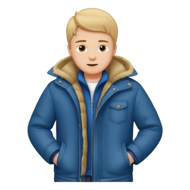 emoji- of a white boy putting on his coat sticker