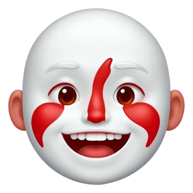 A face showing physical delight and a red face with white paint around its mouth With lots of drool sticker