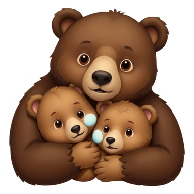 Mama, papa, and baby bear hug sticker