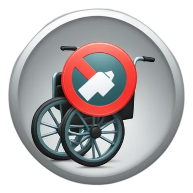wheel chair with a stop sign in the wheel sticker