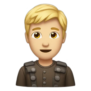 A man with blond hair and button eyes sticker