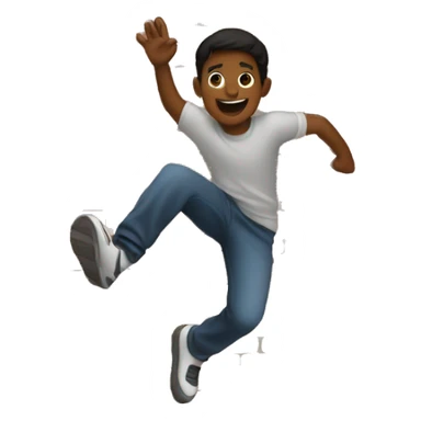 Brown boy jumping over a brick wall sticker