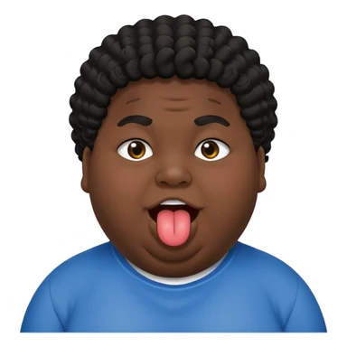 Fat teen from kosovo with flat and a little curly hair with his tongue out sticker