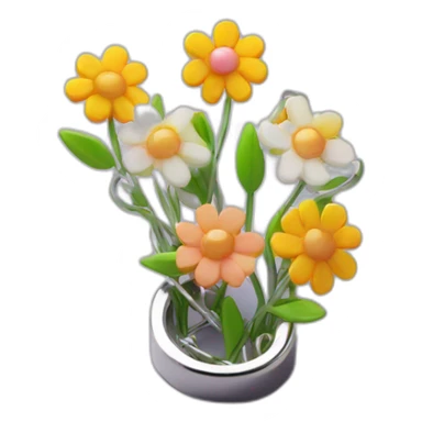 Blooming flowers wrapped around silver metal bar sticker
