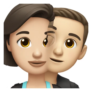 White Girl black hair and white boy brown hair in front of eiffel tower sticker