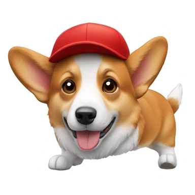 a corgi dog using red cap sticker