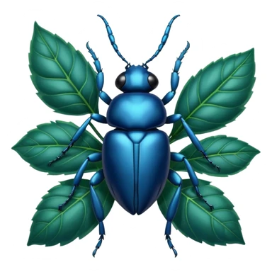a blue beetle on leaf sticker