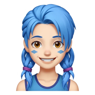 Jinx smiling at you with tricky challenging face sticker