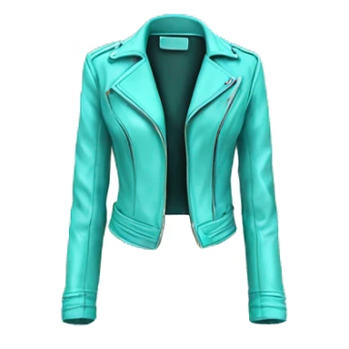 Realistic isolated open tiffany blue feminine fashion leather jacket. sticker