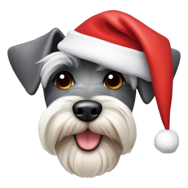 Miniature schnauzer wearing a Santa hat sticker
