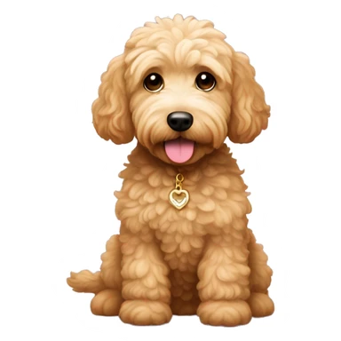 a golden doodle with a coquette ྀིྀི  sticker