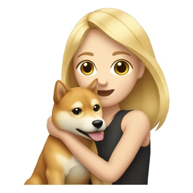 blonde girl with shiba inu sticker