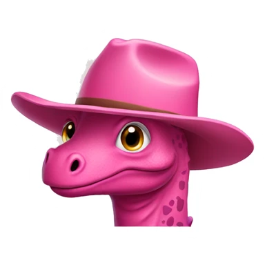 Pink dinosaur with brown cowboy hat sticker
