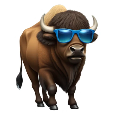 Full body American bison wearing sunglasses sticker
