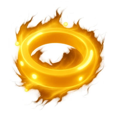 Make the magical yellow bangle glow with a bright magical aura, keeping the background transparent. Enhance the glow effect to look vivid and magical. sticker