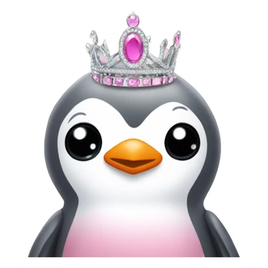 pink penguin with a silver tiara sticker