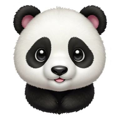 Cinematic Cute Baby Panda Portrait Emoji, Head tilted playfully and inquisitively, featuring an irresistibly fluffy, black and white Fur with an extra dose of cuddliness, round, sparkling eyes filled with boundless curiosity, Simplified yet adorably endearing features, highly detailed, glowing with a warm, friendly glow, high shine, affectionate and playful, stylized with a touch of playful charm, bright and heartwarming, soft glowing outline, capturing the essence of a mischievous yet loving baby panda, so playful it feels like it could tumble out of the screen into your arms! sticker
