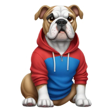 Bulldog with red and blue hoodie in sticker