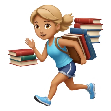 Girl running with books on her back
 sticker