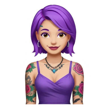 women with tatoos and hightlight that tatoos with purple hair different color dresses sticker