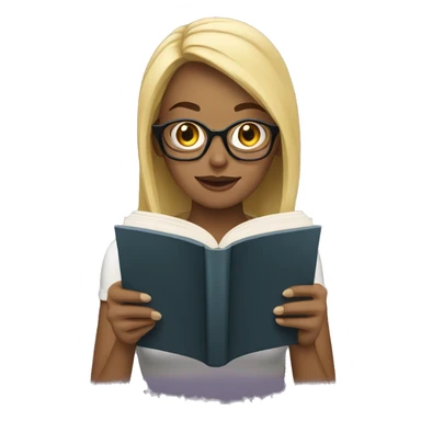 Blonde Woman with glasses reading a book sticker