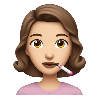 Caucasian brunette with brown eyes smoking a pink vape pen with hearts on it sticker