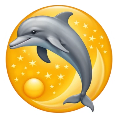 A dolphin flying over the sun and beaming into outer space  sticker