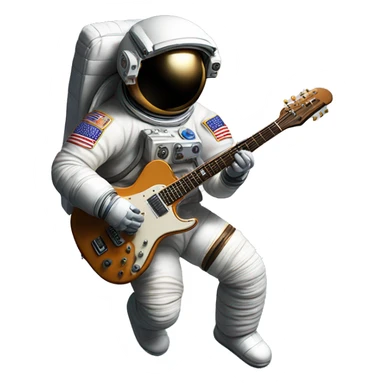 An astronaut playing an electric guitar floating in the International Space Station. sticker