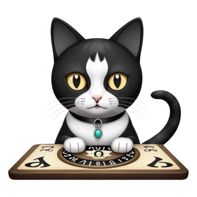 black and white ouija cat sticker