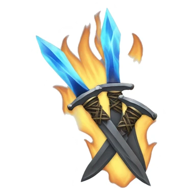 Two Daggers crossed with blue flames behind sticker