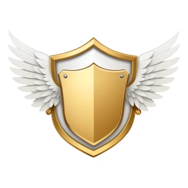 Simplified minimalist gold shield with small white wings and VIP text in the center, clean design sticker