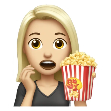 White brunette woman putting popcorn in her mouth sticker