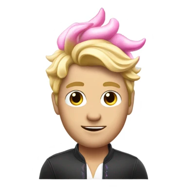 blonde man with pink sparkle unicorn on his head sticker