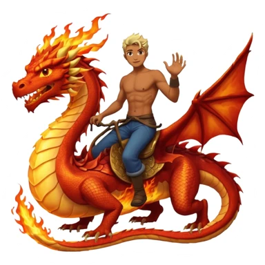 man riding fire elemental dragon sticker