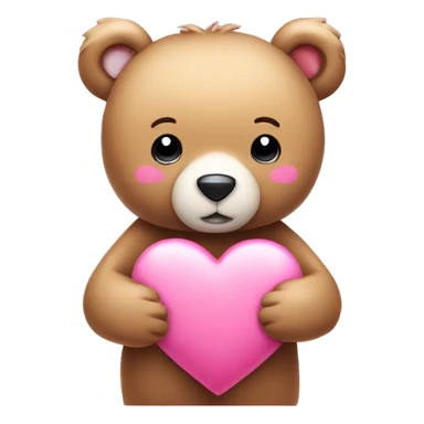 Bear holding cute pink heart with bow sticker
