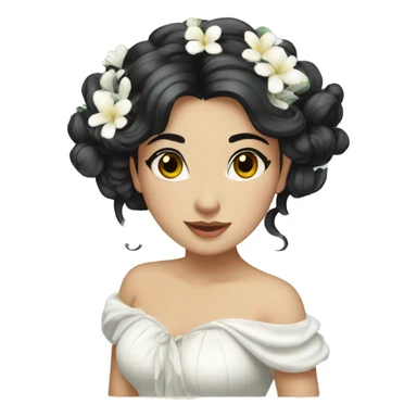 Pretty young Lady with black hair flowers in her hair white dress surrounded by flowing water sticker