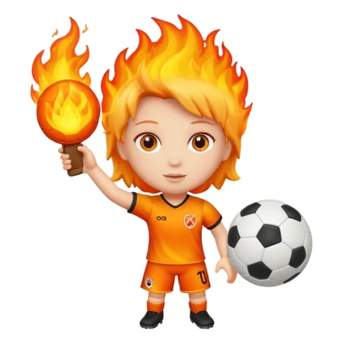 Boneca segurando uma Bola de futebol que está em chamas sticker
